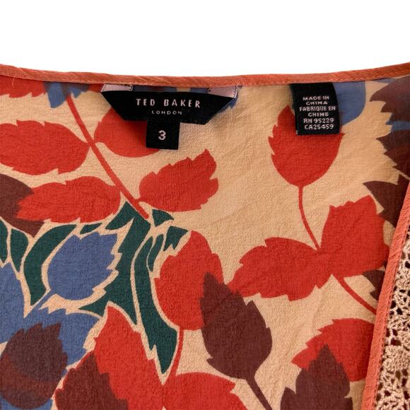 Ted Baker Layered 100% Silk Sleeveless
Floral and Striped Blouse Women’s Medium - Picture 2 of 7